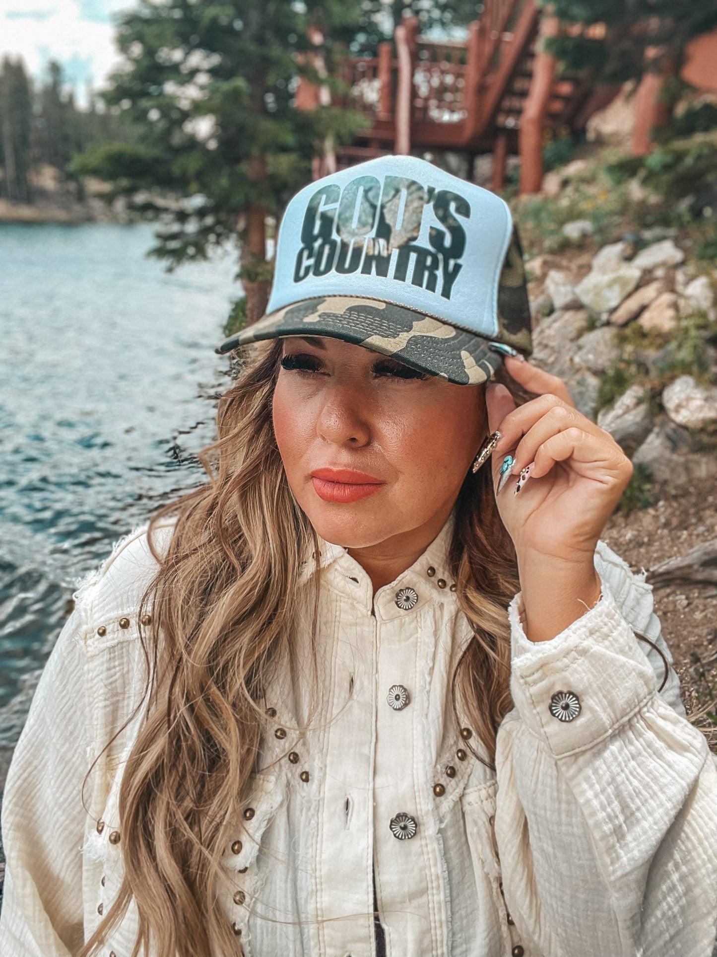 God's Country Foam Front Trucker Hat - Whiskey Skies - H+P WHOLESALE