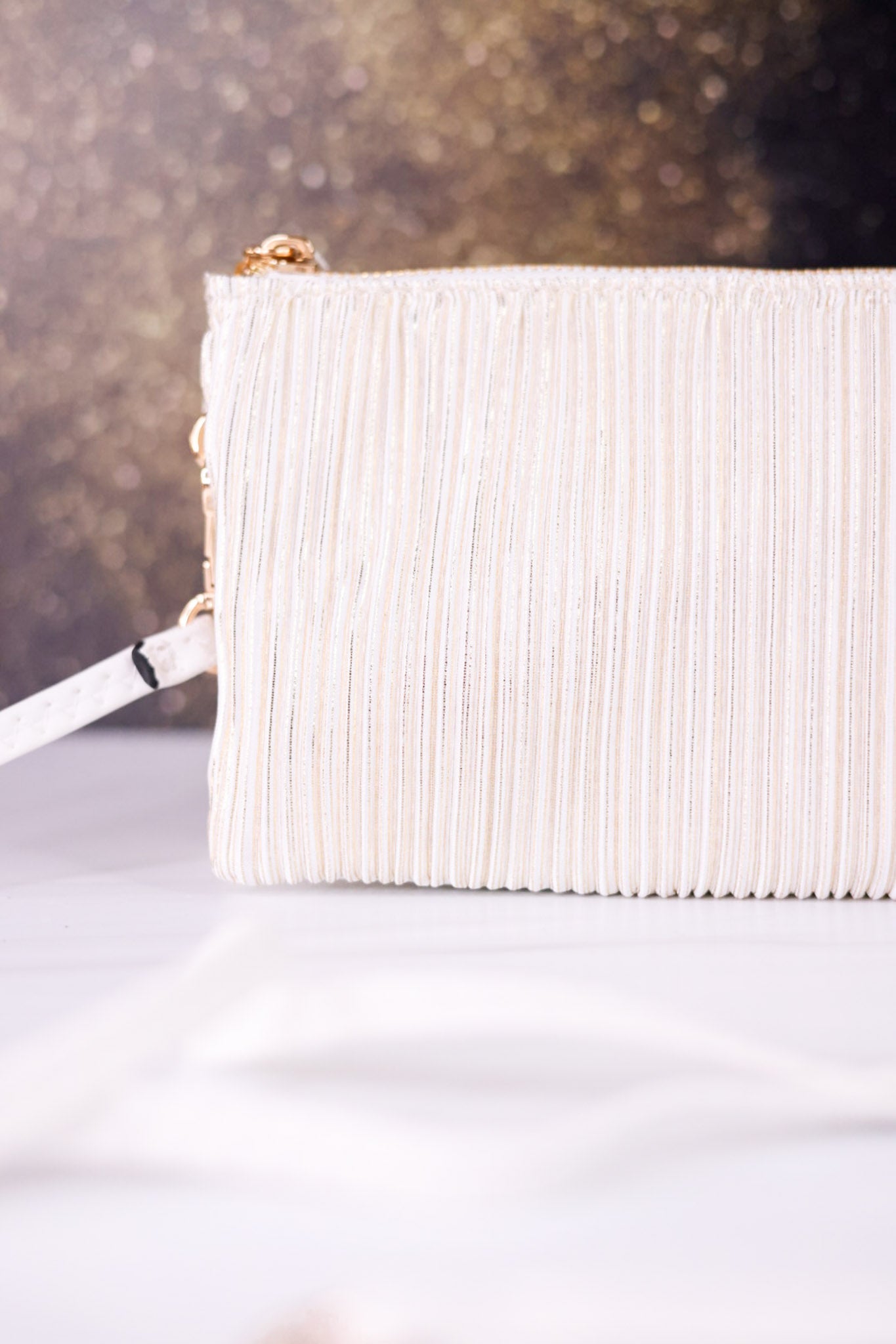 Gold And White Shimmer Stripe Riley Crossbody Bag - Whiskey Skies - JEN & CO