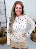 Gold & Black Star Print Long Sleeve Mesh Top - Whiskey Skies - DAVI & DANI