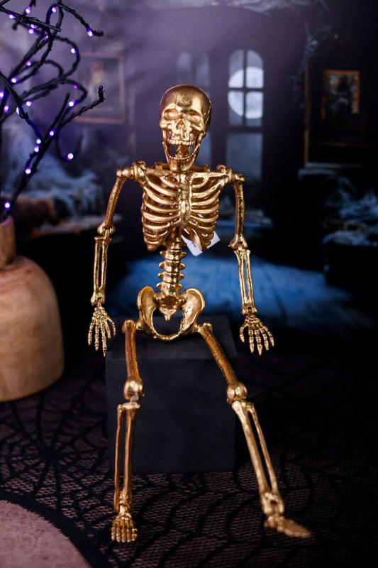 Gold Colored Posable Hangable Skeleton - Whiskey Skies - 180 DEGREES
