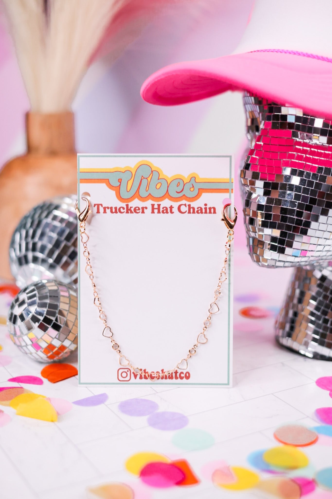 Gold Heart Trucker Hat Chain - Whiskey Skies - VIBES HAT COMPANY