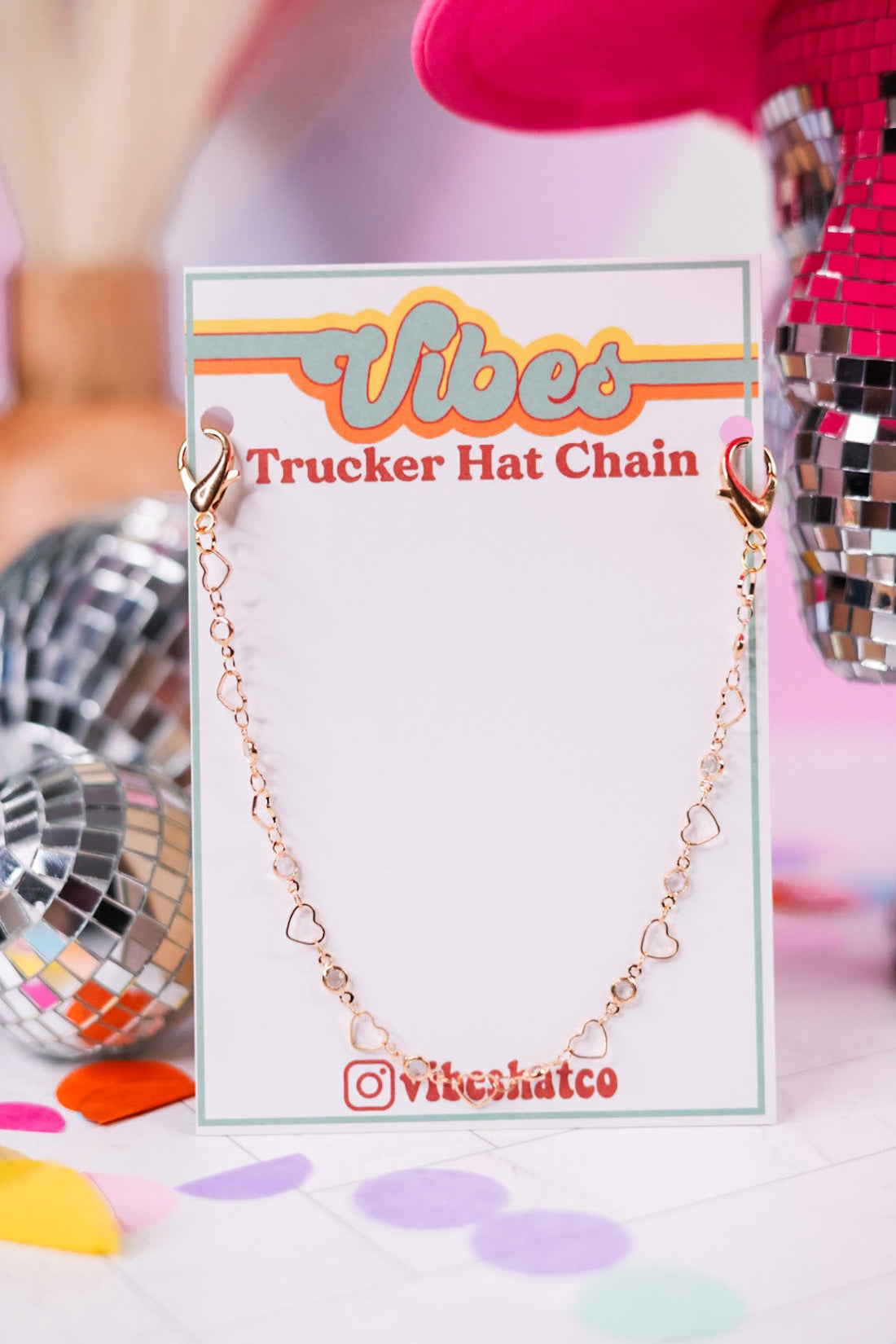 Gold Heart Trucker Hat Chain - Whiskey Skies - VIBES HAT COMPANY