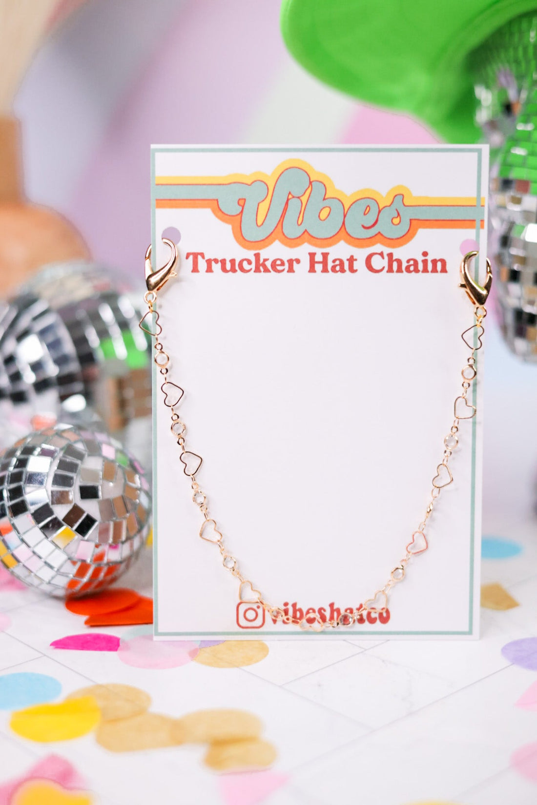 Gold Heart Trucker Hat Chain - Whiskey Skies - VIBES HAT COMPANY