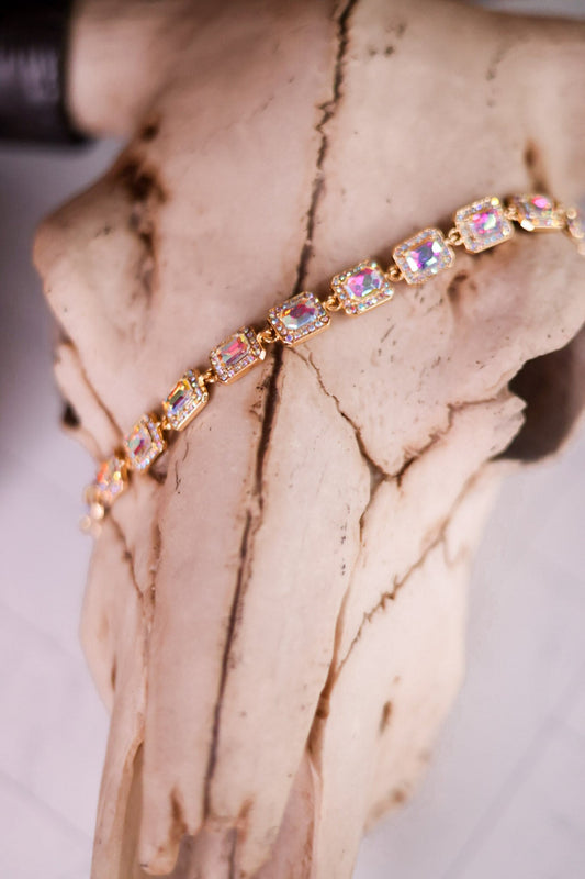 Gold Iridescent Rhinestone Studded Trucker Hat Chain - Whiskey Skies - VIBES HAT COMPANY