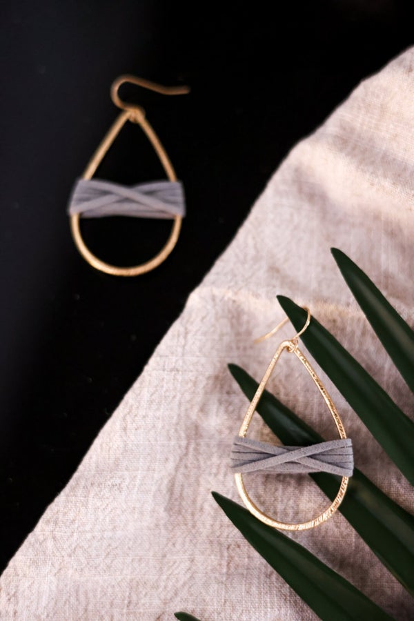 Gold Tear Drop Earrings - Whiskey Skies - LESLIE CURTIS JEWLERY DESIGNS