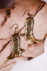 Gold Toned Boot Charm Earrings - Whiskey Skies - MYRA BAGS