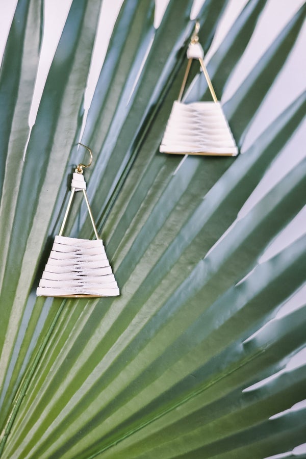 Gold Triangle Earrings 2 - Whiskey Skies - LESLIE CURTIS JEWLERY DESIGNS