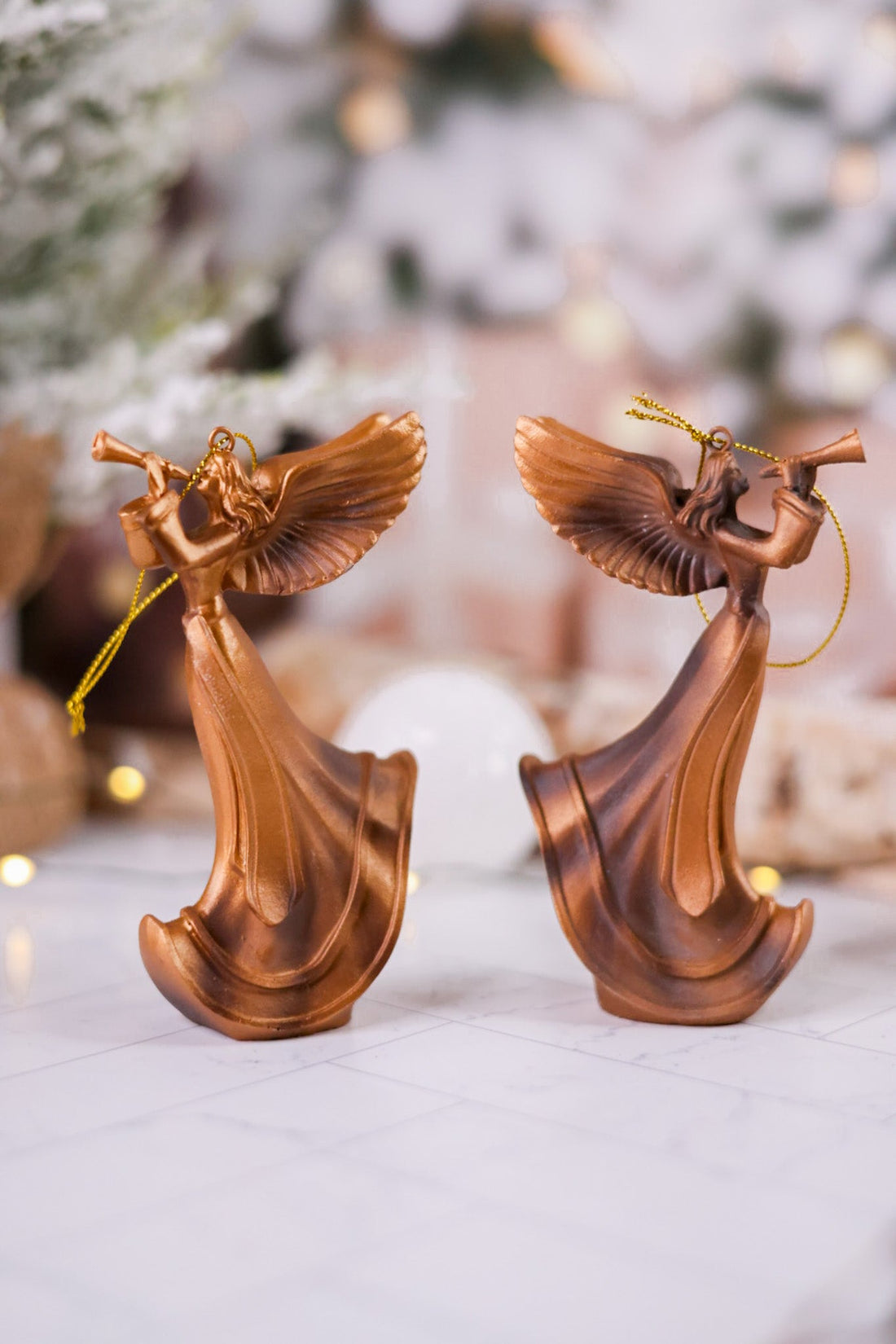 Golden Angel with Horn Resin Ornament - Whiskey Skies - MELROSE INTL