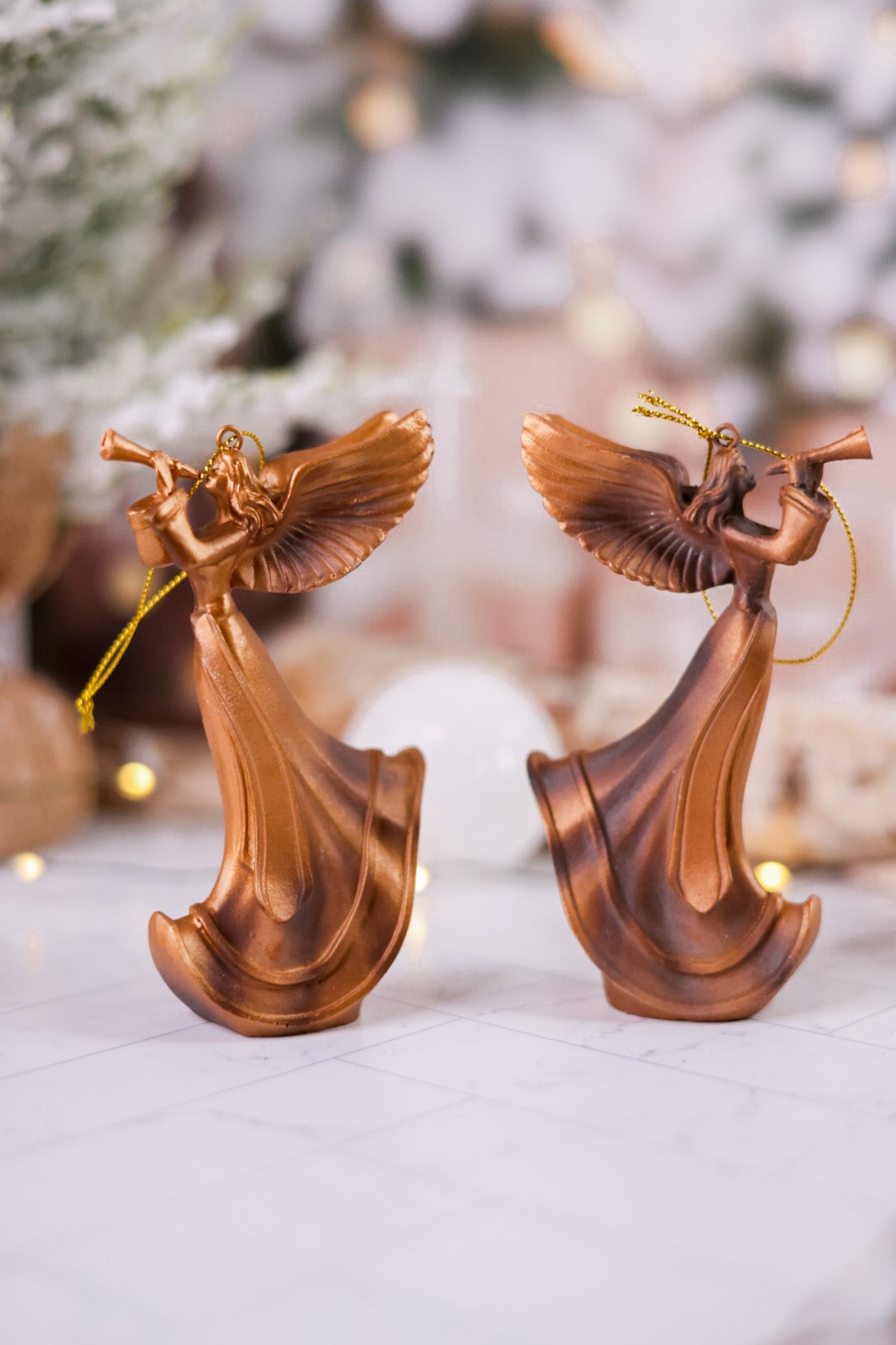 Golden Angel with Horn Resin Ornament - Whiskey Skies - MELROSE INTL