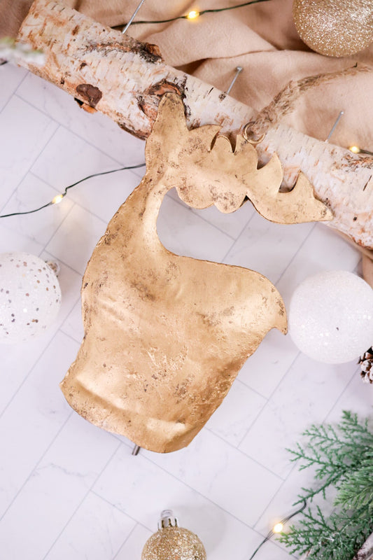 Golden Reindeer Bell Ornament - Whiskey Skies - TAG