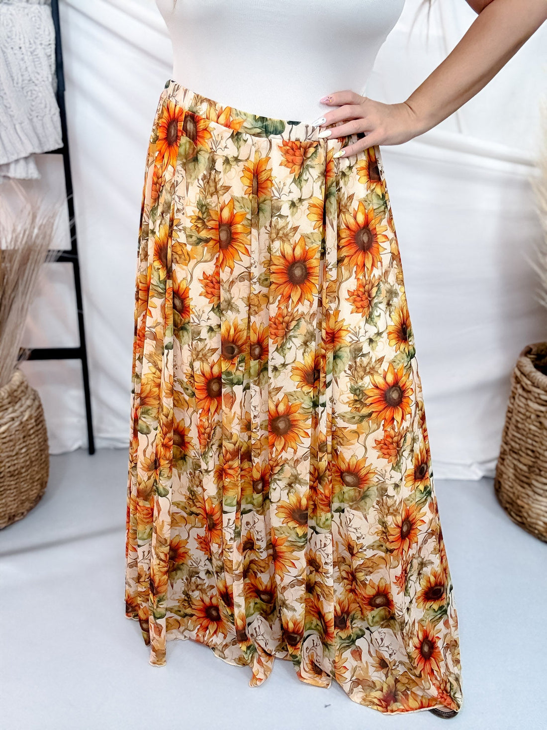 Golden Sunflower Maxi Skirt - Whiskey Skies - STERLING KREEK