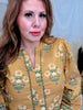 Golden Yellow Lace Trimmed Top With Floral Print - Whiskey Skies - HEIMISH