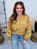 Golden Yellow Lace Trimmed Top With Floral Print - Whiskey Skies - HEIMISH