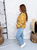 Golden Yellow Lace Trimmed Top With Floral Print - Whiskey Skies - HEIMISH