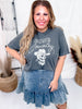 "Gone Country" Skull & Cowboy Hat Midi Graphic T-Shirt - Whiskey Skies - STATED BRANDS