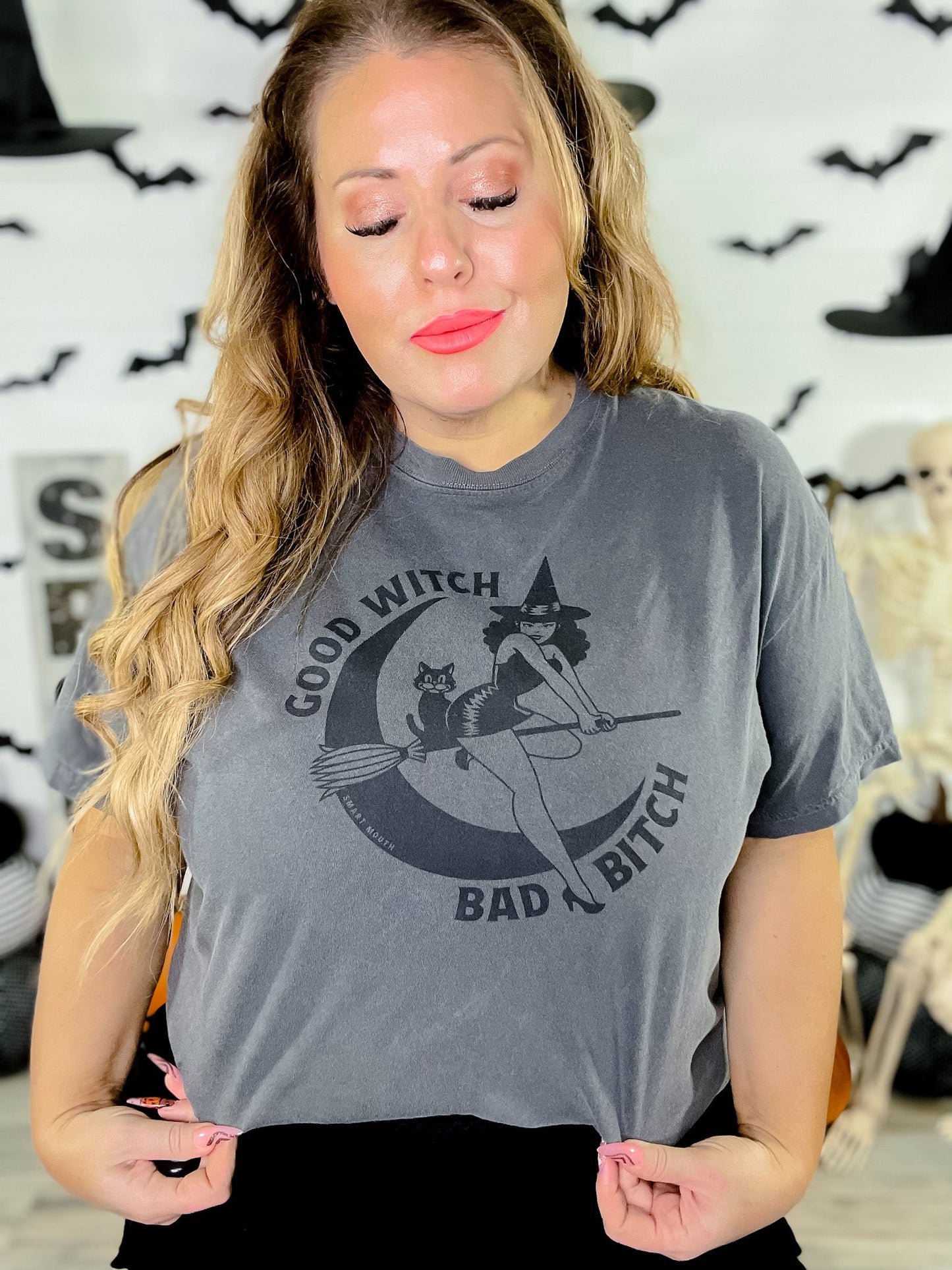 Good Witch Bad Bitch Crop Top - Whiskey Skies - STATED BRANDS