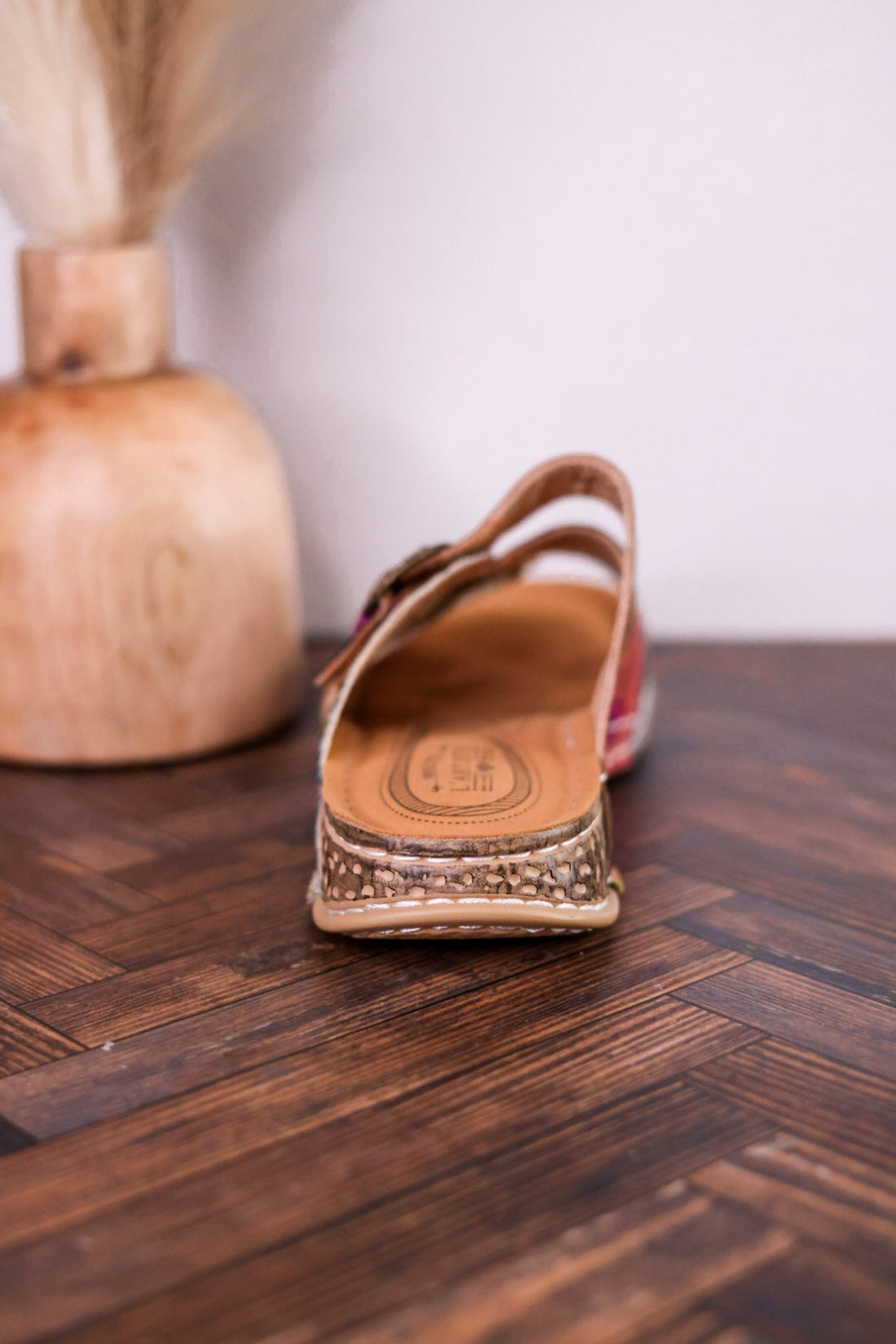 Gotta Have It Multicolored Embossed Leather Sandals - Whiskey Skies - SPRING FOOTWEAR