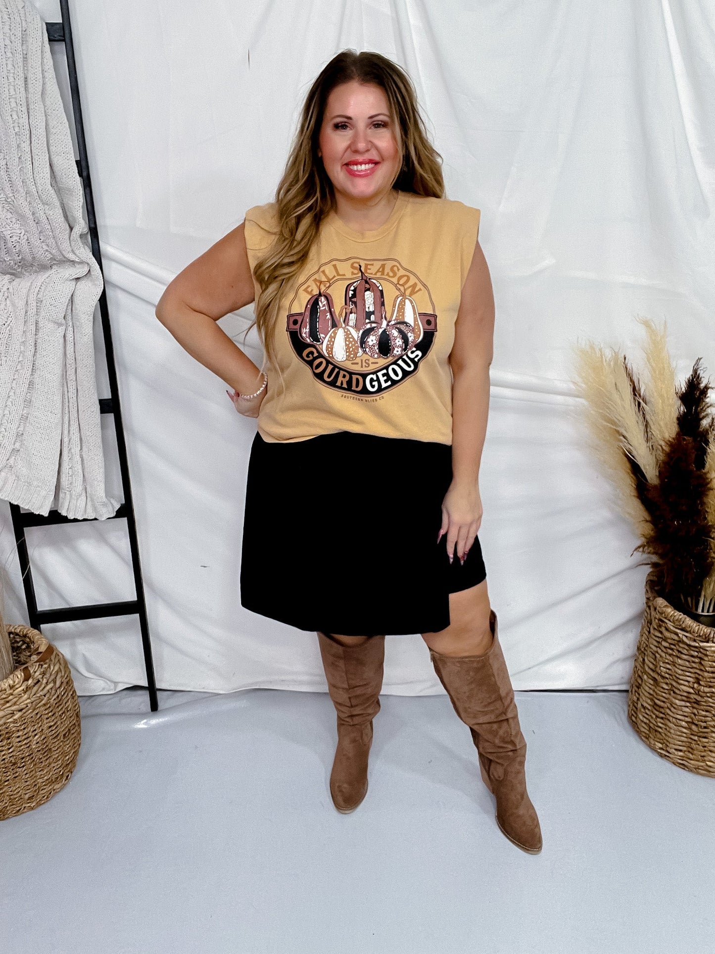 Gourdgeous Graphic Muscle Tee - Whiskey Skies - SOUTHERN BLISS COMPANY