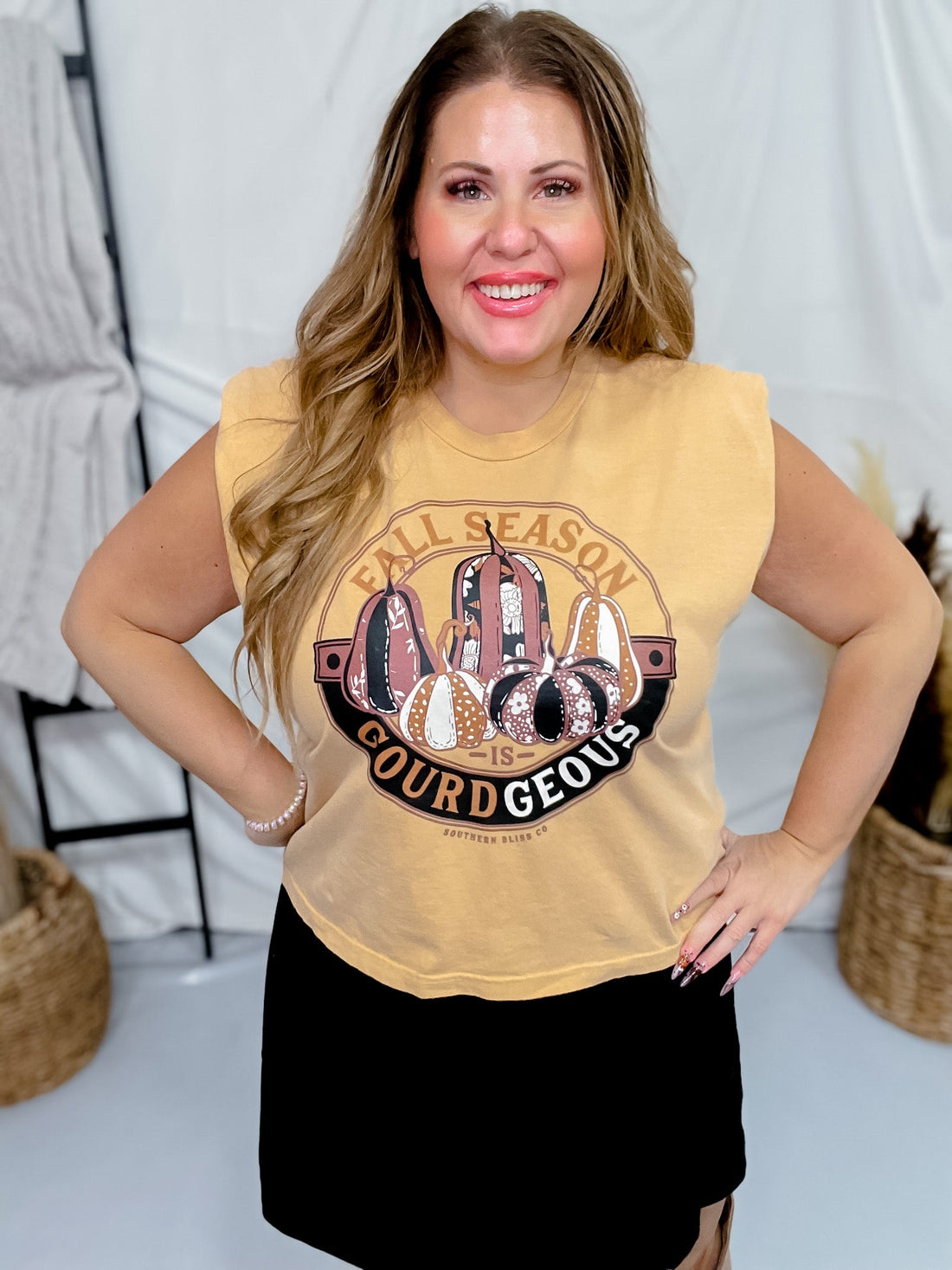 Gourdgeous Graphic Muscle Tee - Whiskey Skies - SOUTHERN BLISS COMPANY