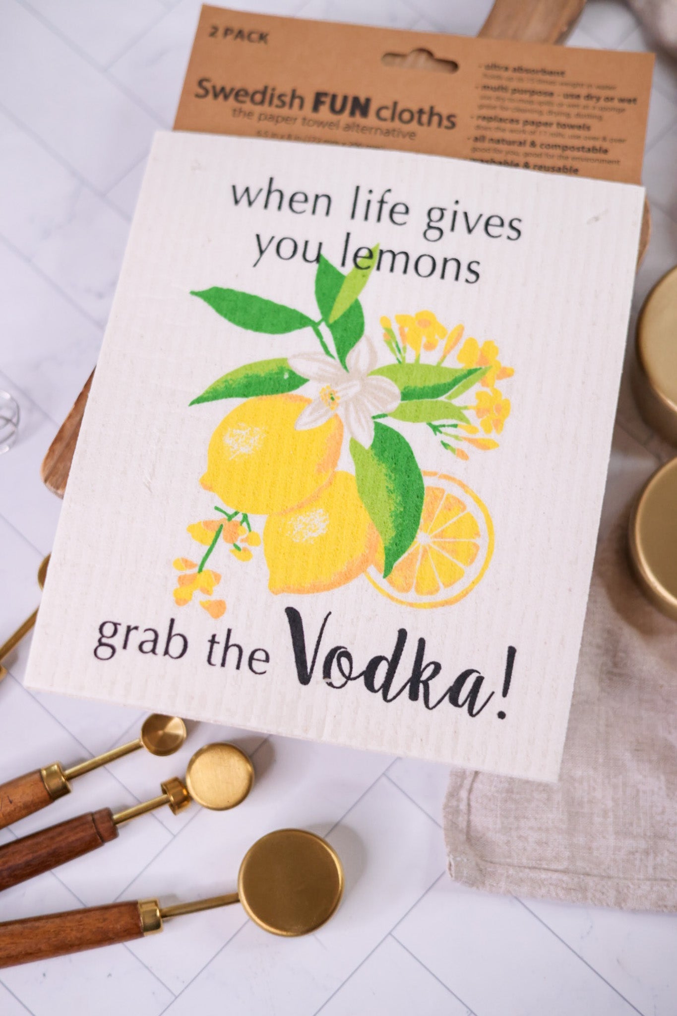 Grab The Vodka Swedish Dish Cloths (2pk) - Whiskey Skies - KAY DEE DESIGNS