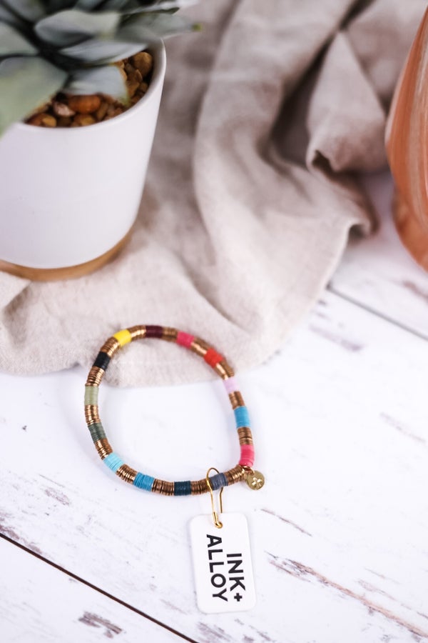 Grace Color Block Stretch Bracelet Light Multicolor - Whiskey Skies - INK+ALLOY