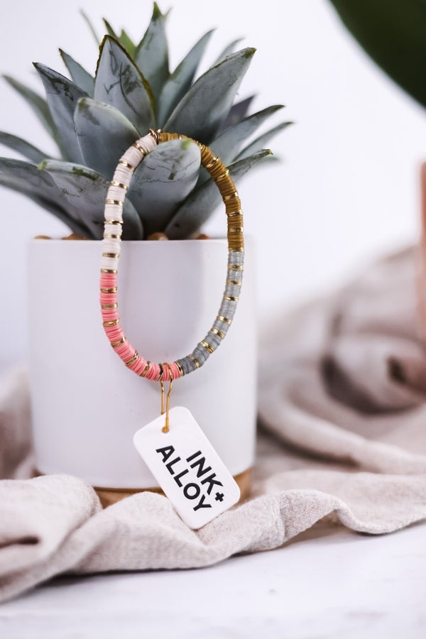 Grace Four Color Block Stretch Bracelet Gray - Whiskey Skies - INK+ALLOY