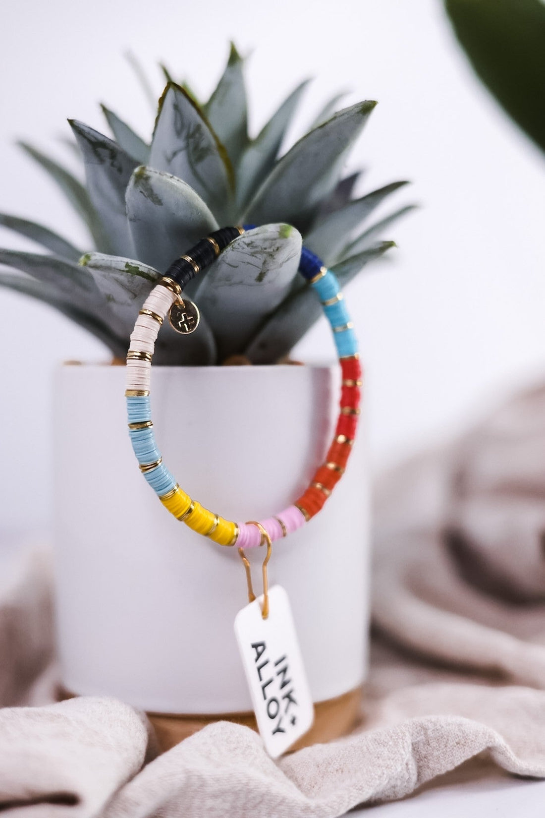 Grace Gold Stripe Stretch Bracelet Multicolor - Whiskey Skies - INK+ALLOY