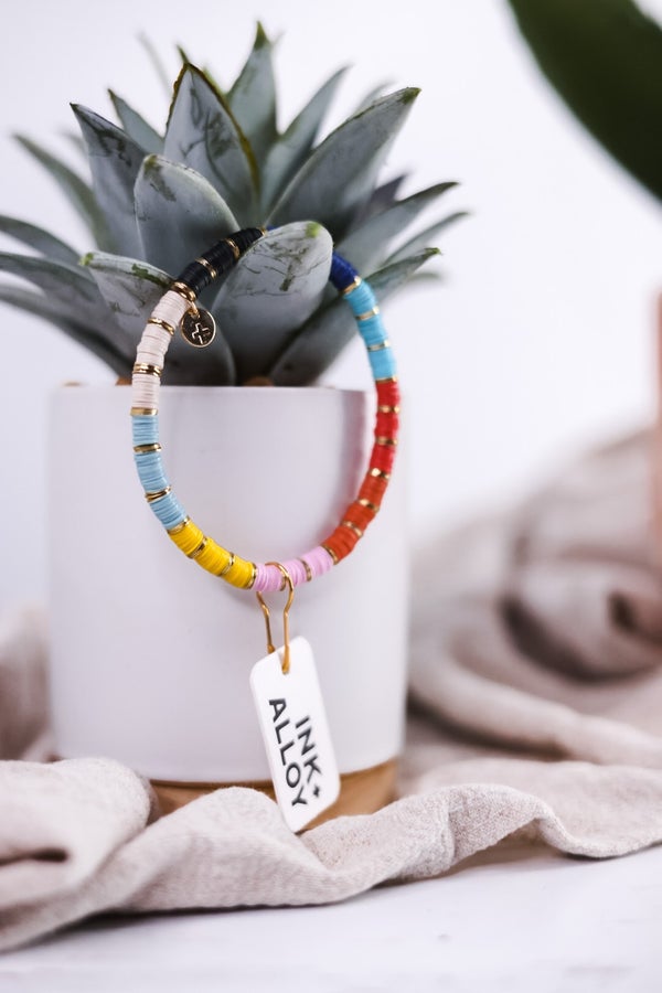 Grace Gold Stripe Stretch Bracelet Multicolor - Whiskey Skies - INK+ALLOY