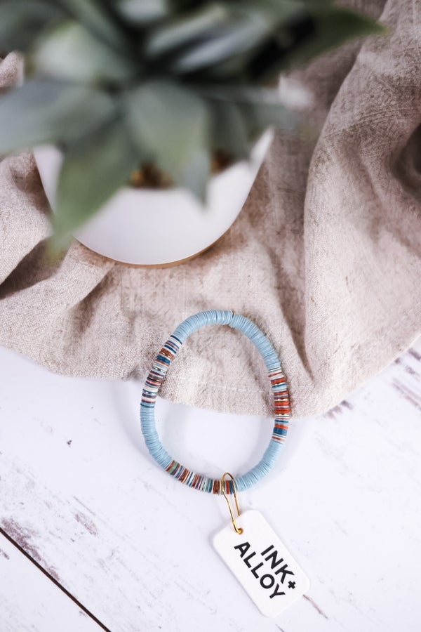 Grace One Color Multi Mix Stretch Bracelet Light Blue - Whiskey Skies - INK+ALLOY