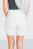 Gray and White Checkered Biker Shorts - Whiskey Skies - JESS LEA