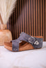 Gray "Dolly" Wedges With Rhinestone Accents - Whiskey Skies - VERY G