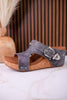 Gray "Dolly" Wedges With Rhinestone Accents - Whiskey Skies - VERY G
