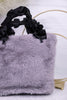 Gray Faux Fur Purse with Satin Strap - Whiskey Skies - COCO + CARMEN