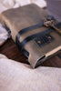 Gray Leather Journal with Handmade Pages - Whiskey Skies - TAG