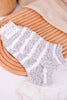 Gray & White Striped Fuzzy Ankle Socks - Whiskey Skies - CRESCENT SOCK COMPANY
