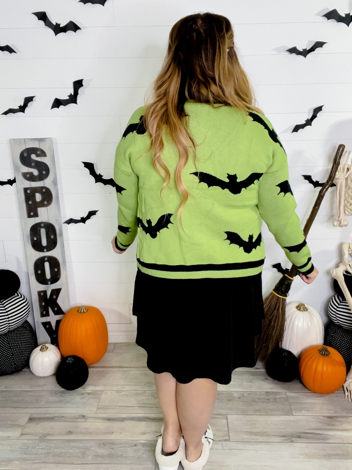 Green Bats Button Front Cardigan FINAL SALE - Whiskey Skies - MISS SPARKLING