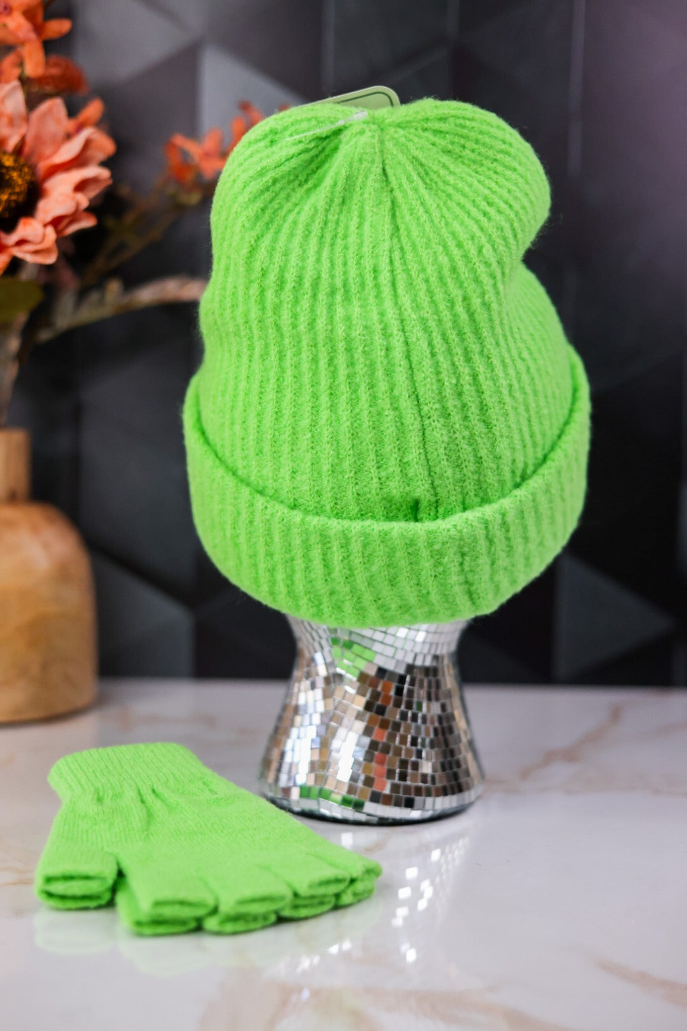 Green Beanie And Fingerless Glove Set - Whiskey Skies - SAN DIEGO HAT COMPANY