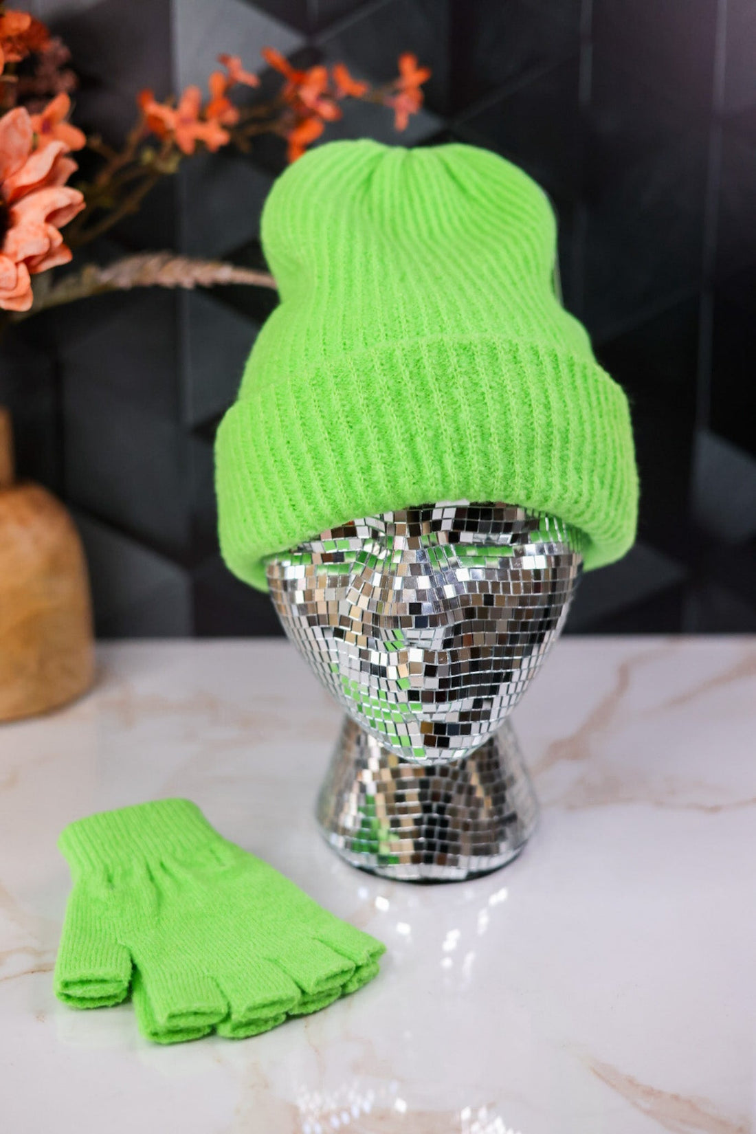 Green Beanie And Fingerless Glove Set - Whiskey Skies - SAN DIEGO HAT COMPANY