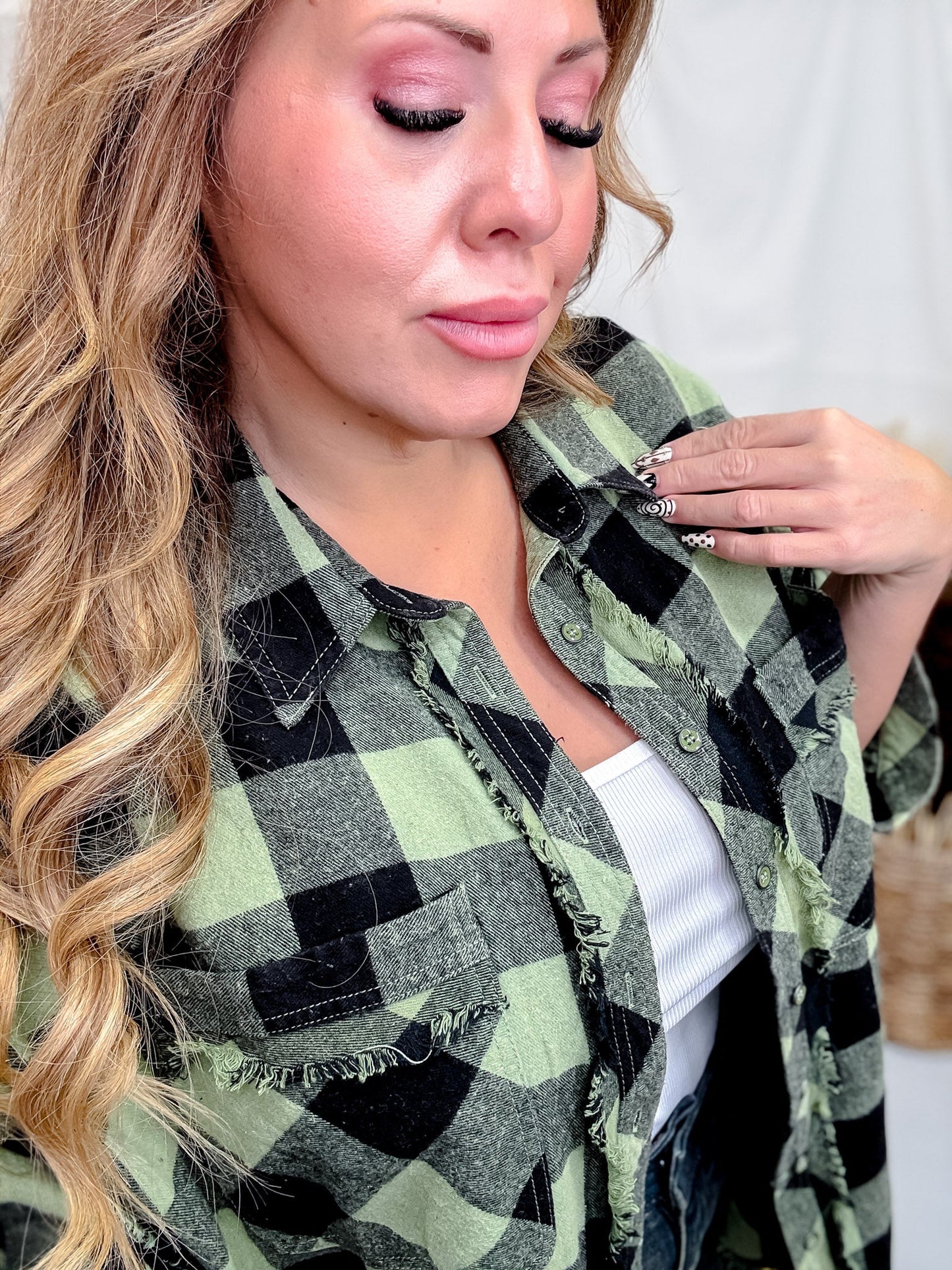 Green & Black Plaid Flannel With Raw Edge Hems - Whiskey Skies - SEW IN LOVE