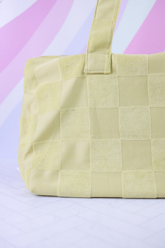 Green Checkered Terry Tote Bag - Whiskey Skies - THE DARLING EFFECT