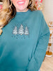 Green Christmas Tree Embroidered Sweatshirt - Whiskey Skies - SUNKISSED COCONUT