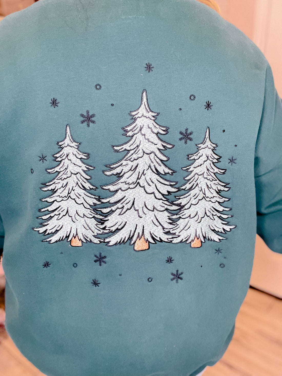 Green Christmas Tree Embroidered Sweatshirt - Whiskey Skies - SUNKISSED COCONUT