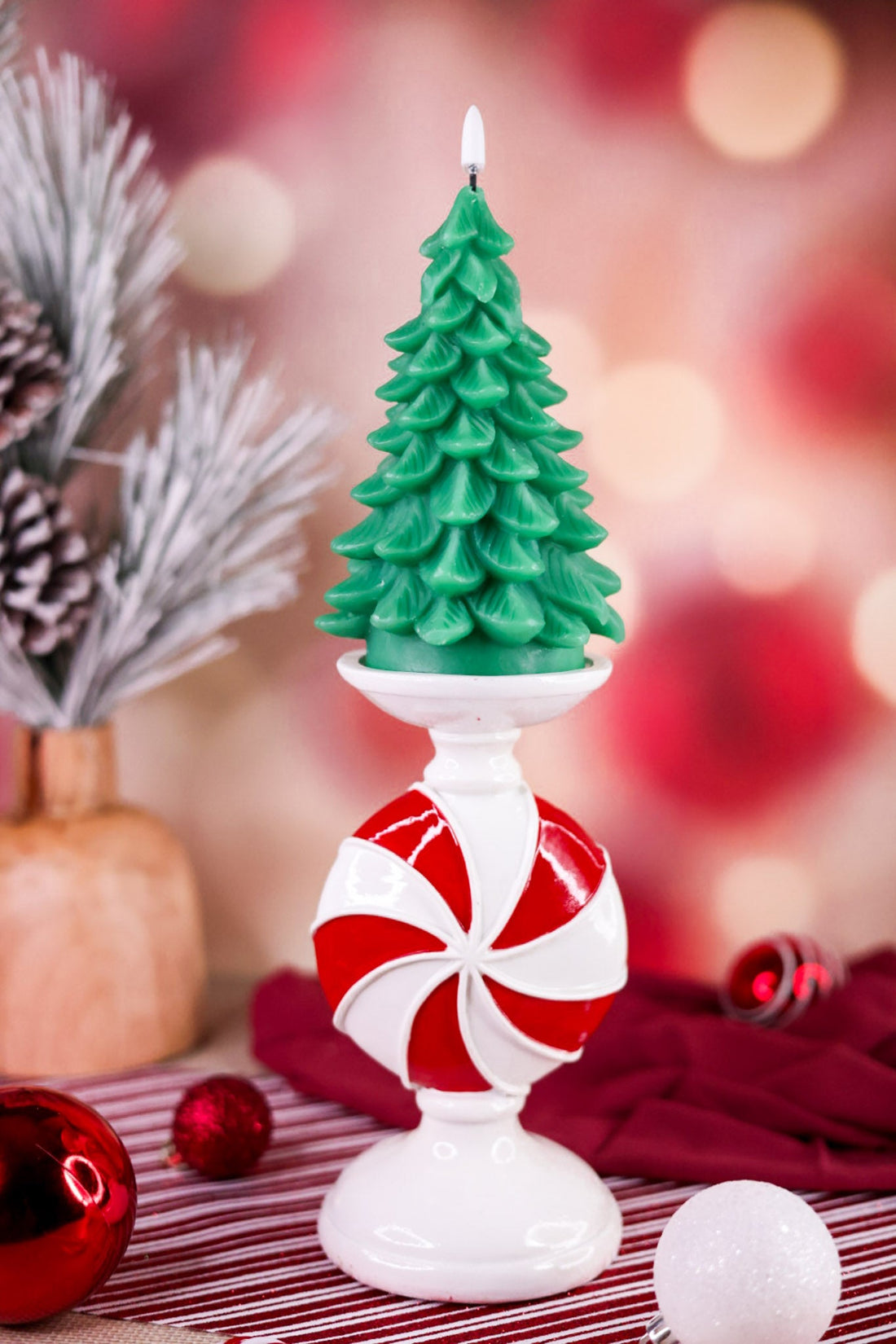 Green Light Up Christmas Tree Candle - Whiskey Skies - RAZ IMPORTS