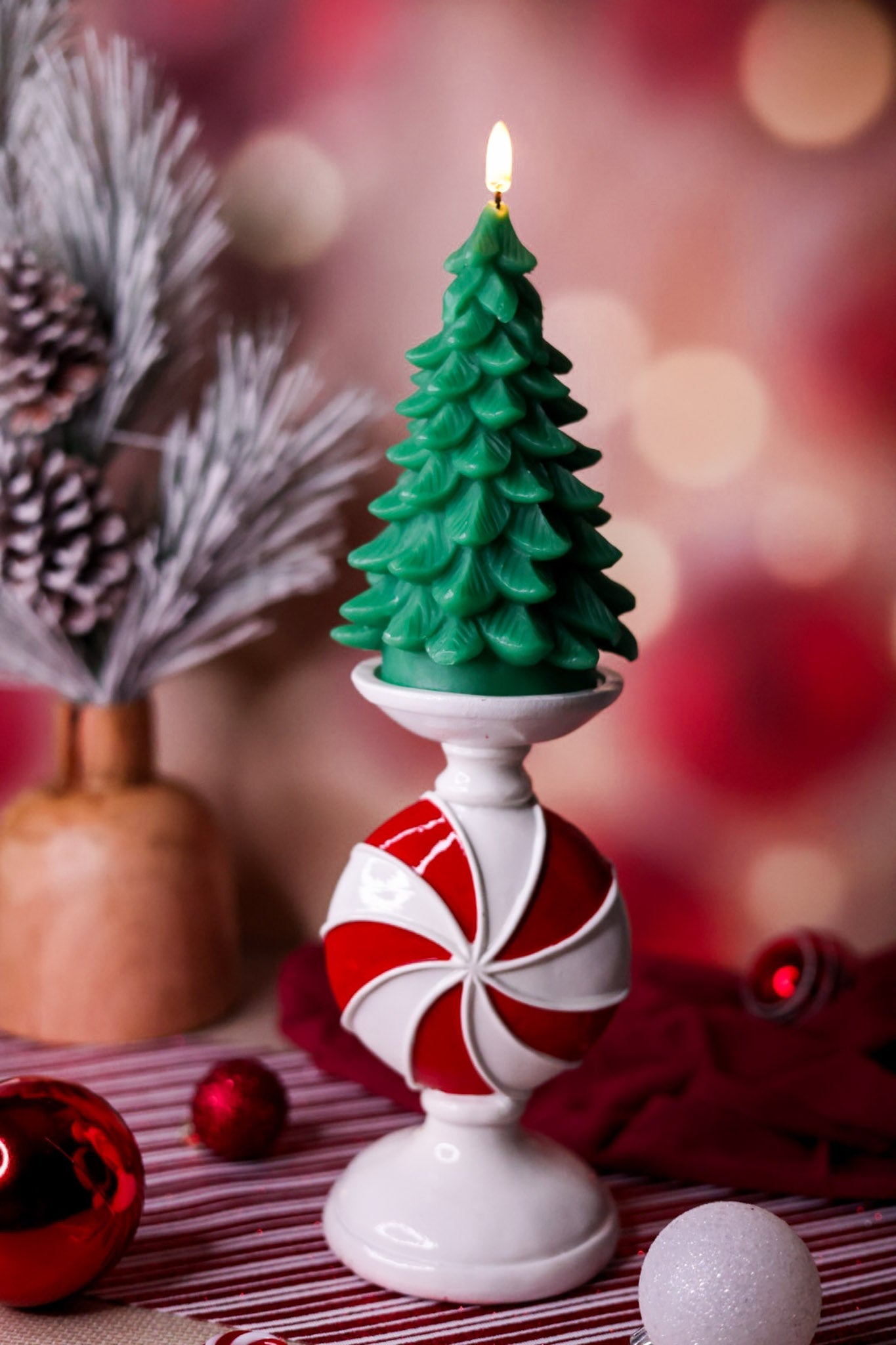 Green Light Up Christmas Tree Candle - Whiskey Skies - RAZ IMPORTS