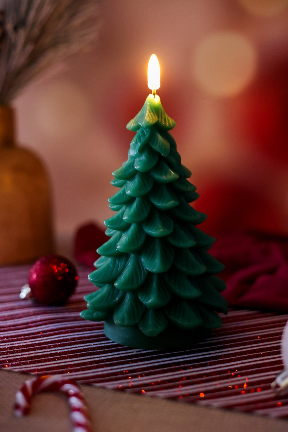 Green Light Up Christmas Tree Candle - Whiskey Skies - RAZ IMPORTS