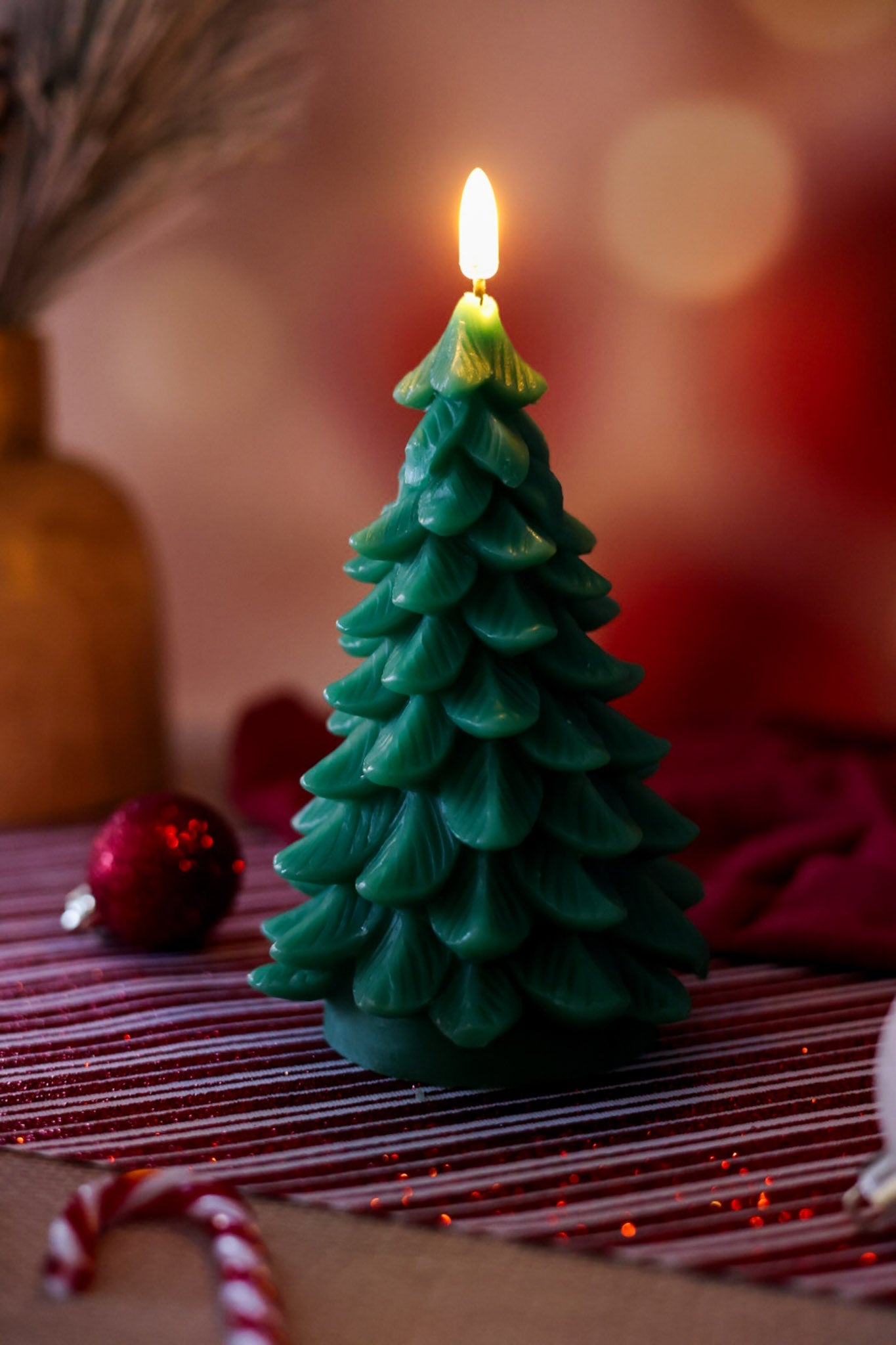 Green Light Up Christmas Tree Candle - Whiskey Skies - RAZ IMPORTS