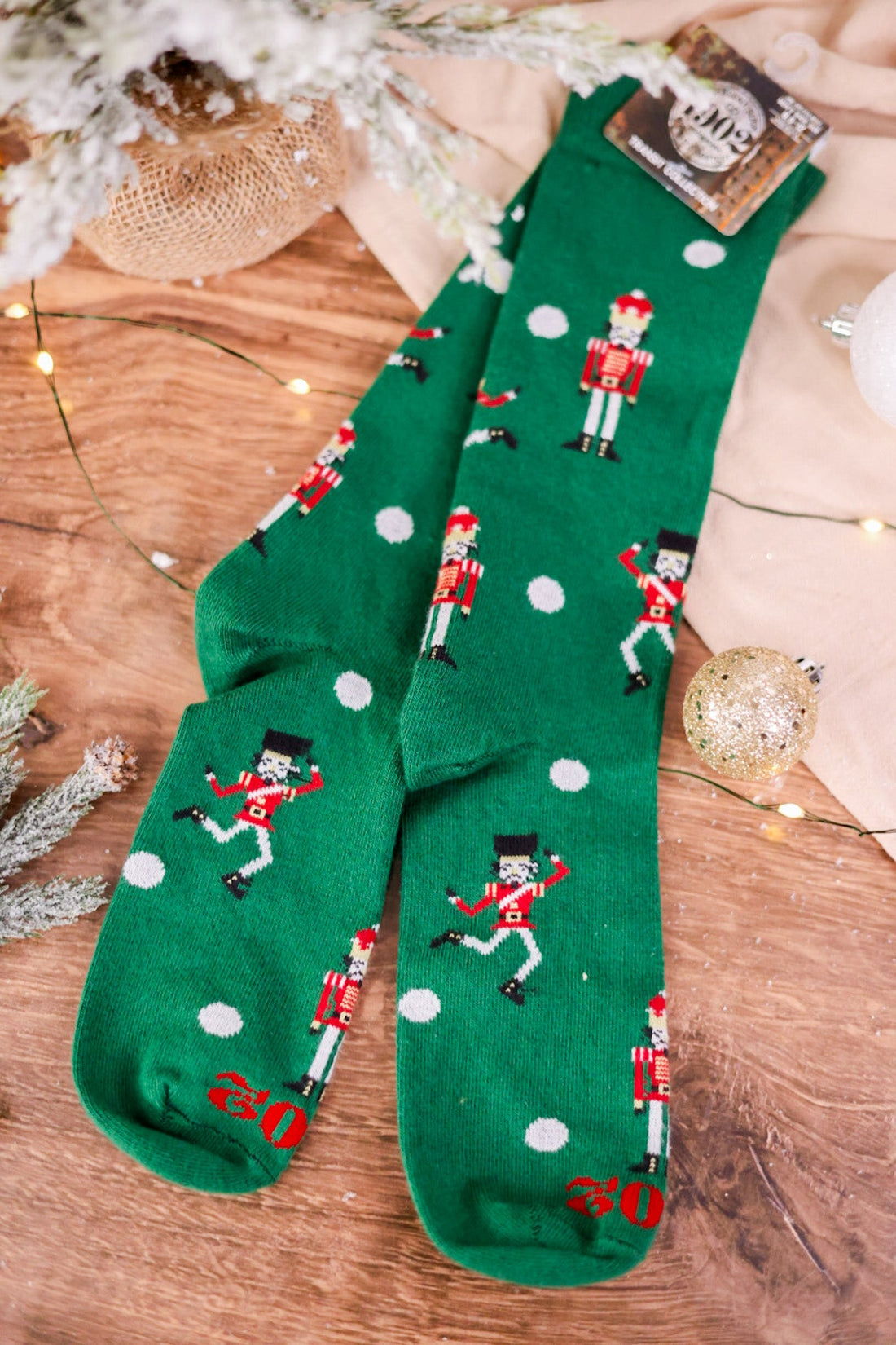 Green Nutcracker Unisex Crew Socks - Whiskey Skies - CRESCENT SOCK COMPANY