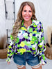 Green & Purple Floral Print Button Down Top - Whiskey Skies - DAVI & DANI
