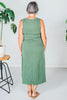 Green Sleeveless Essential V - Neck Ribbed Maxi Dress - Whiskey Skies - BLUMIN