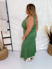 Green Sleeveless Essential V - Neck Ribbed Maxi Dress - Whiskey Skies - BLUMIN